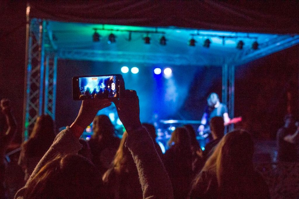 singing at a concert