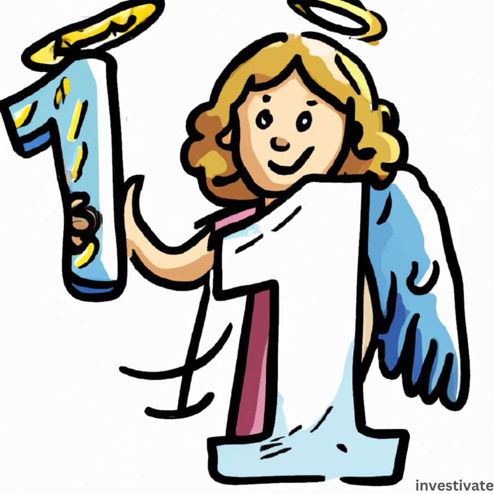 angel holding sign number 1